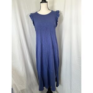 Soft Blue Cotton Flutter Sleeve Side Slit Universal Thread Midi Dress Size S